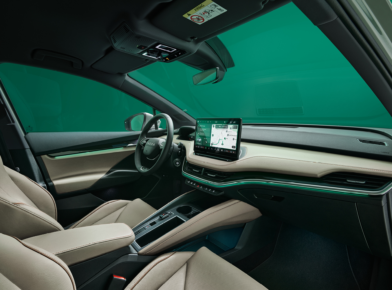 In dem Bild ist der Innenraum des Skoda Elroq zu sehen