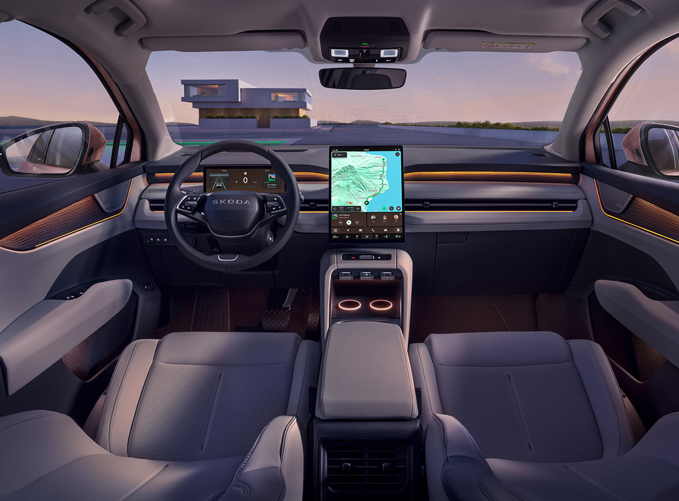 Im Bild ist der neue Skoda Peaq von innen zu sehen