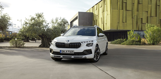 Skoda Kamiq schräg vor Hauswand